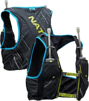 Nathan Men's Pinnacle 12L Hydration Race Vest with 4L Hydration Pack. Two 20oz Hydration Soft Flask, Water-Resistant Pockets, Lightweight & Moisture Wicking