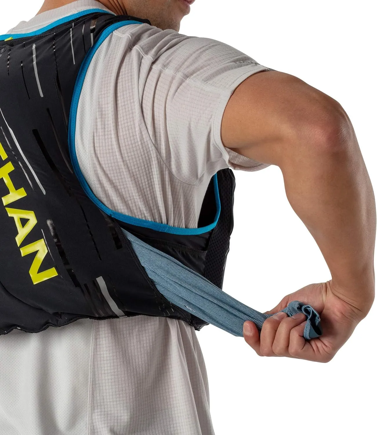Nathan Men's Pinnacle 12L Hydration Race Vest with 4L Hydration Pack. Two 20oz Hydration Soft Flask, Water-Resistant Pockets, Lightweight & Moisture Wicking