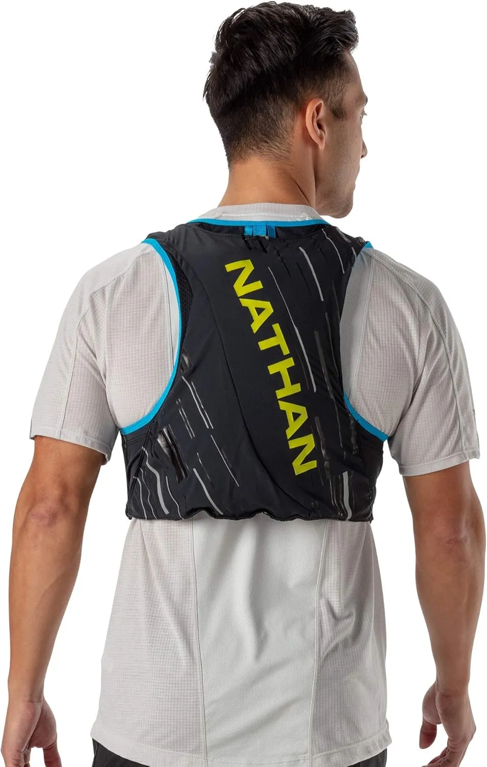 Nathan Men's Pinnacle 12L Hydration Race Vest with 4L Hydration Pack. Two 20oz Hydration Soft Flask, Water-Resistant Pockets, Lightweight & Moisture Wicking