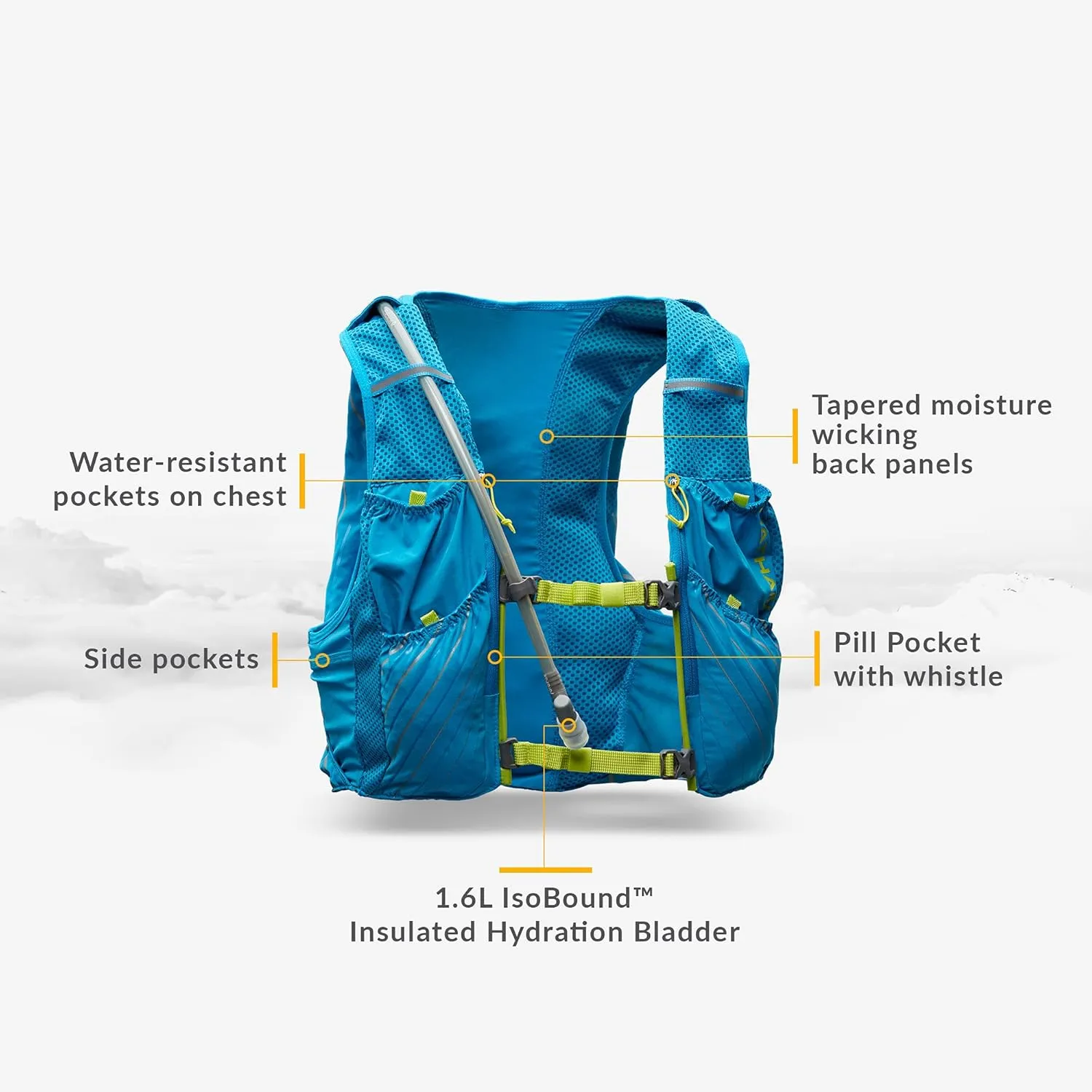 Nathan Pinnacle 12L Race Vest & Hydration Pack with 1.6L Bladder, Water-Resistant Pockets, Lightweight & Moisture Wicking