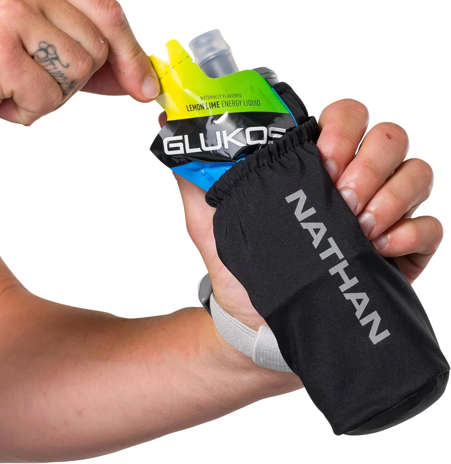 Nathan - Pinnacle 14oz Soft Flask Black/Reflective Silver OSFM