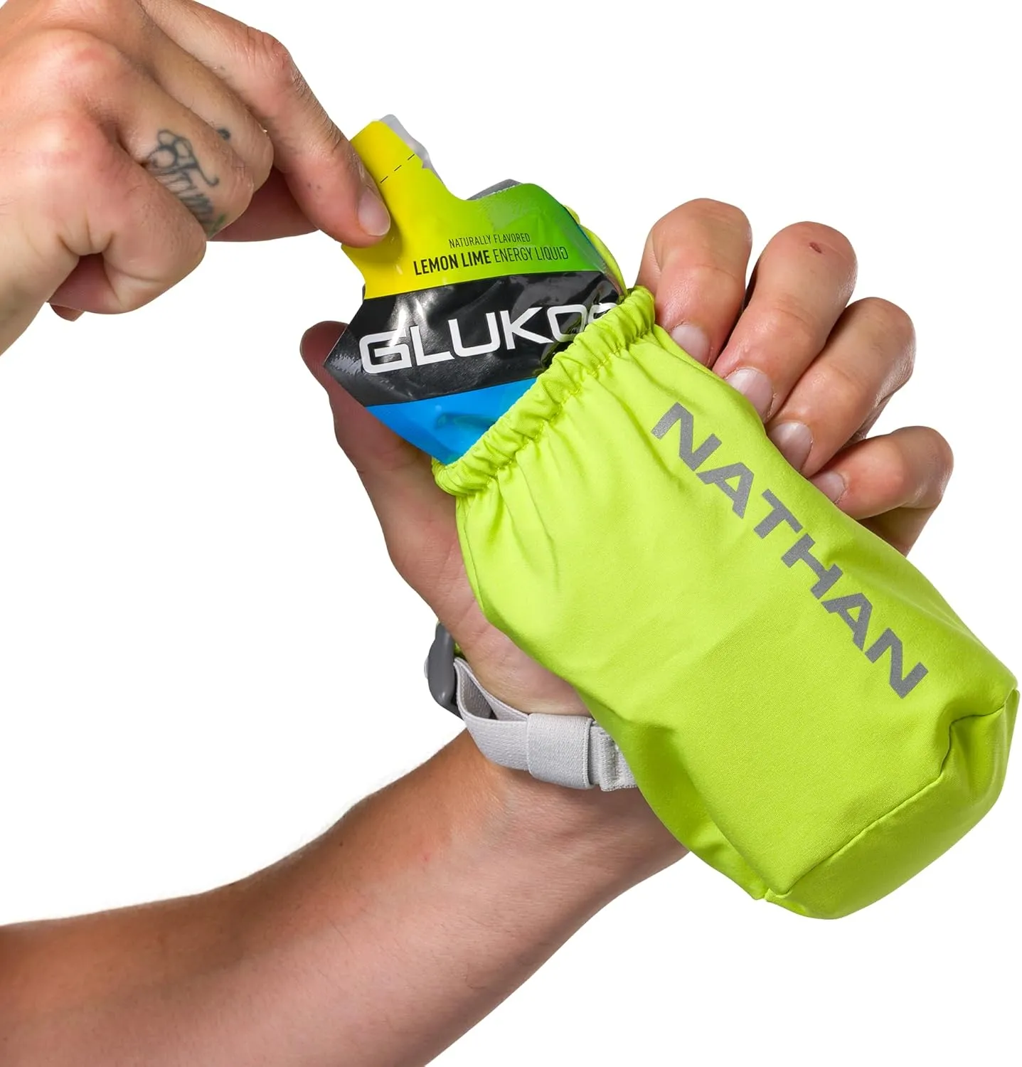 Nathan - Pinnacle 14oz Soft Flask Finish Lime/Reflective Silver OSFM