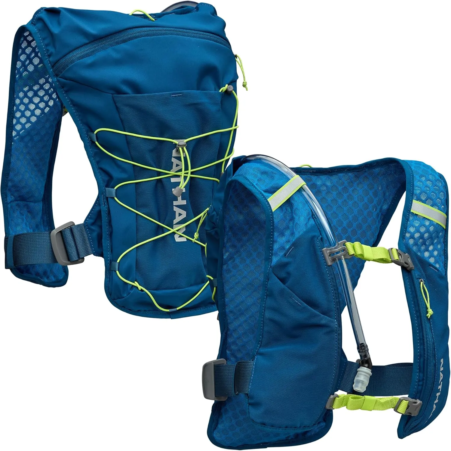 Nathan QuickStart 4L (Liter) Hydration Pack with 1.5L Bladder, Front & Back Pockets for Essential Storage, Breathable & Moisture Wicking.
