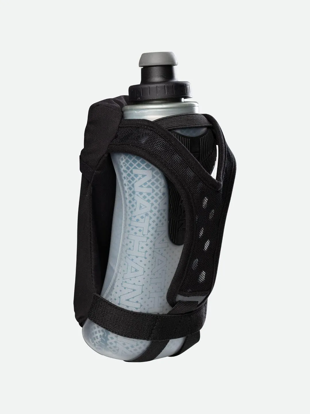 Nathan Running Handheld Quick Squeeze Water Bottle. No-Grip Adjustable Hand Strap. 12oz / 18oz / Insulated. Reflective Hydration Water Bottle.