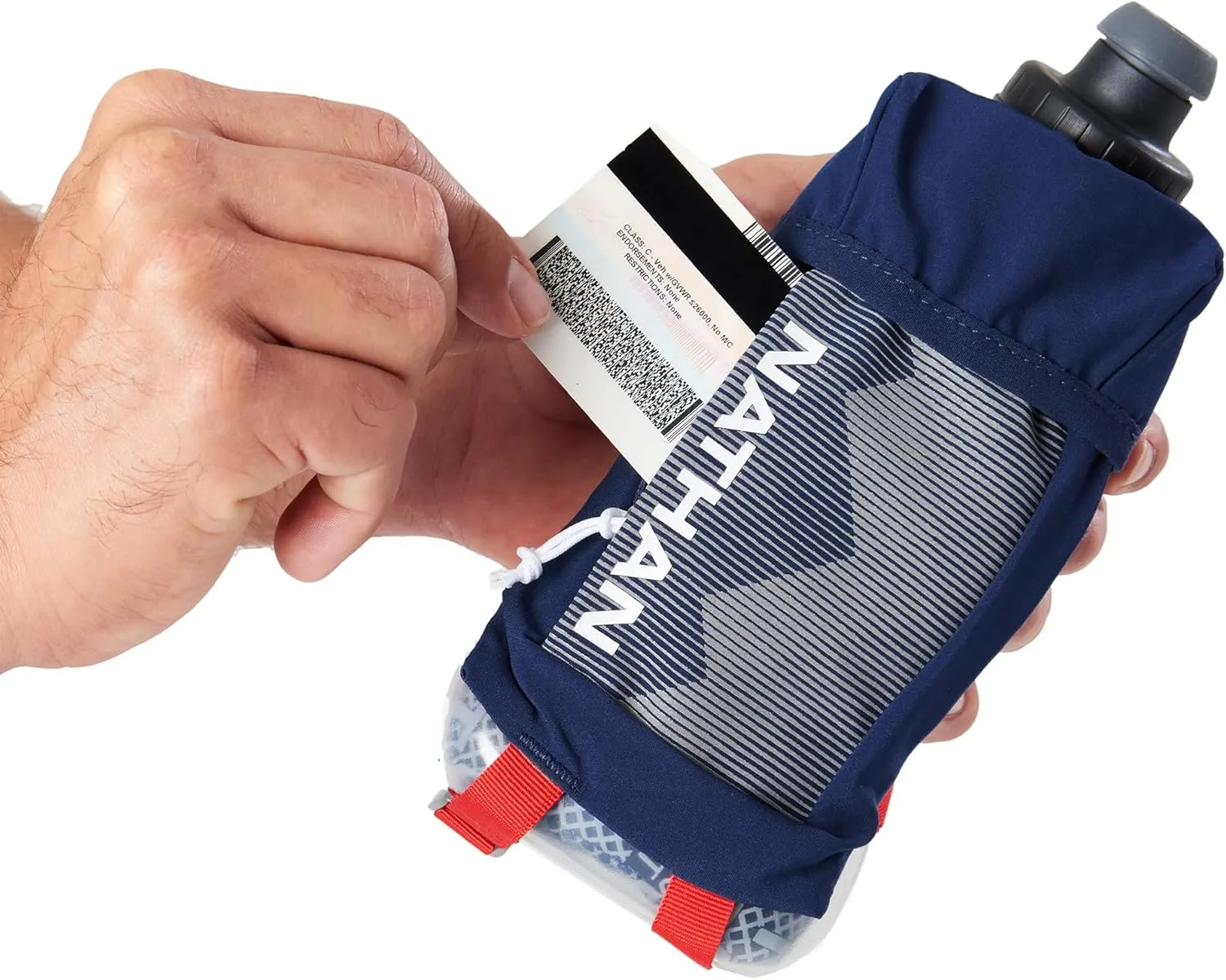 Nathan Running Handheld Quick Squeeze Water Bottle. No-Grip Adjustable Hand Strap. 12oz / 18oz / Insulated. Reflective Hydration Water Bottle.