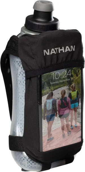 Nathan Running Handheld Quick Squeeze Water Bottle. No-Grip Adjustable Hand Strap. 12oz / 18oz / Insulated. Reflective Hydration Water Bottle.