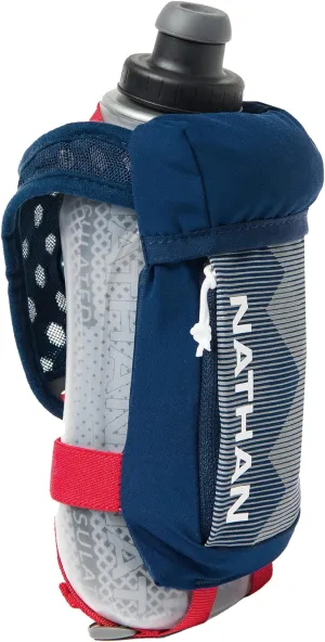 Nathan Running Handheld Quick Squeeze Water Bottle. No-Grip Adjustable Hand Strap. 12oz / 18oz / Insulated. Reflective Hydration Water Bottle.