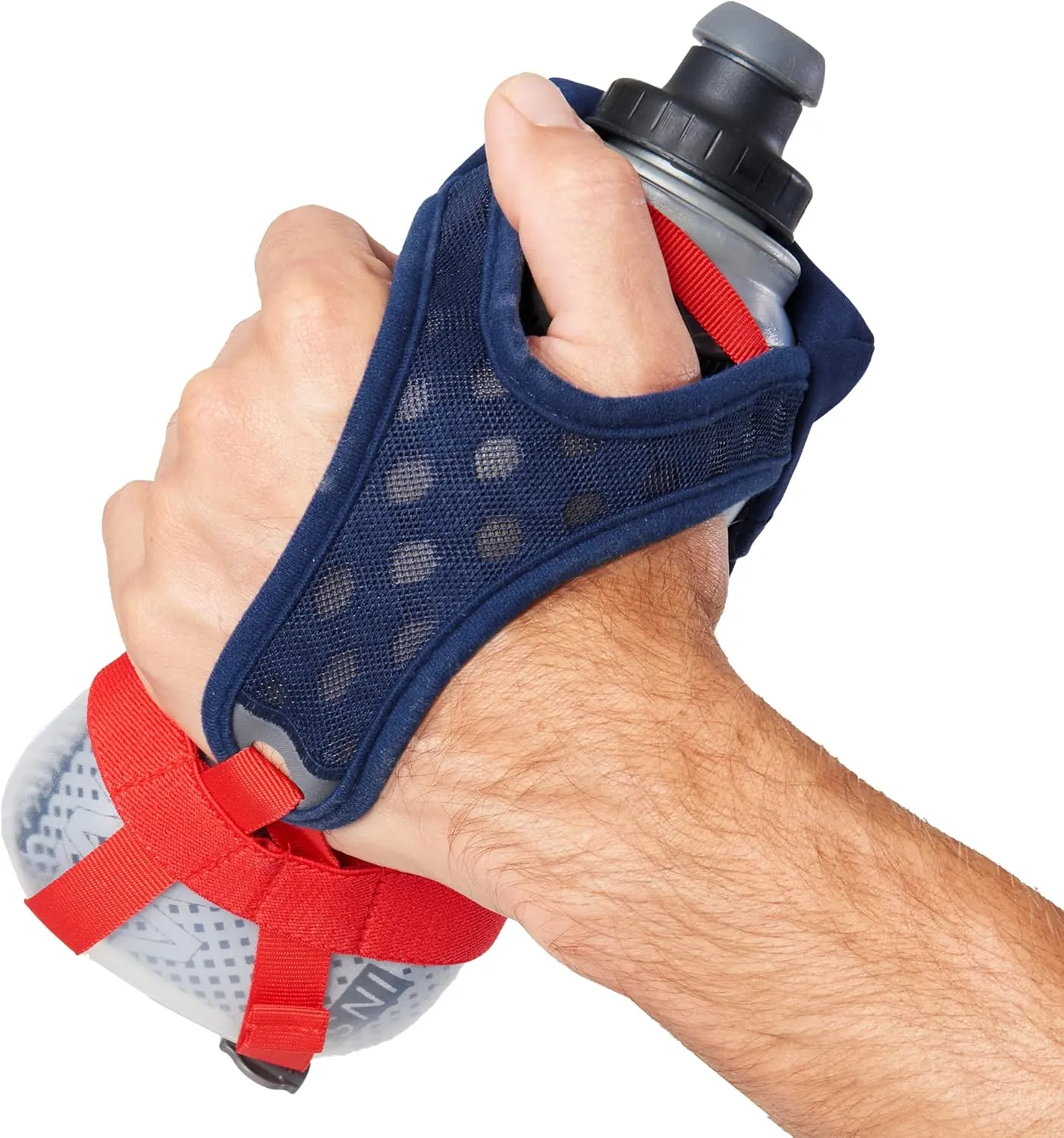Nathan Running Handheld Quick Squeeze Water Bottle. No-Grip Adjustable Hand Strap. 12oz / 18oz / Insulated. Reflective Hydration Water Bottle.