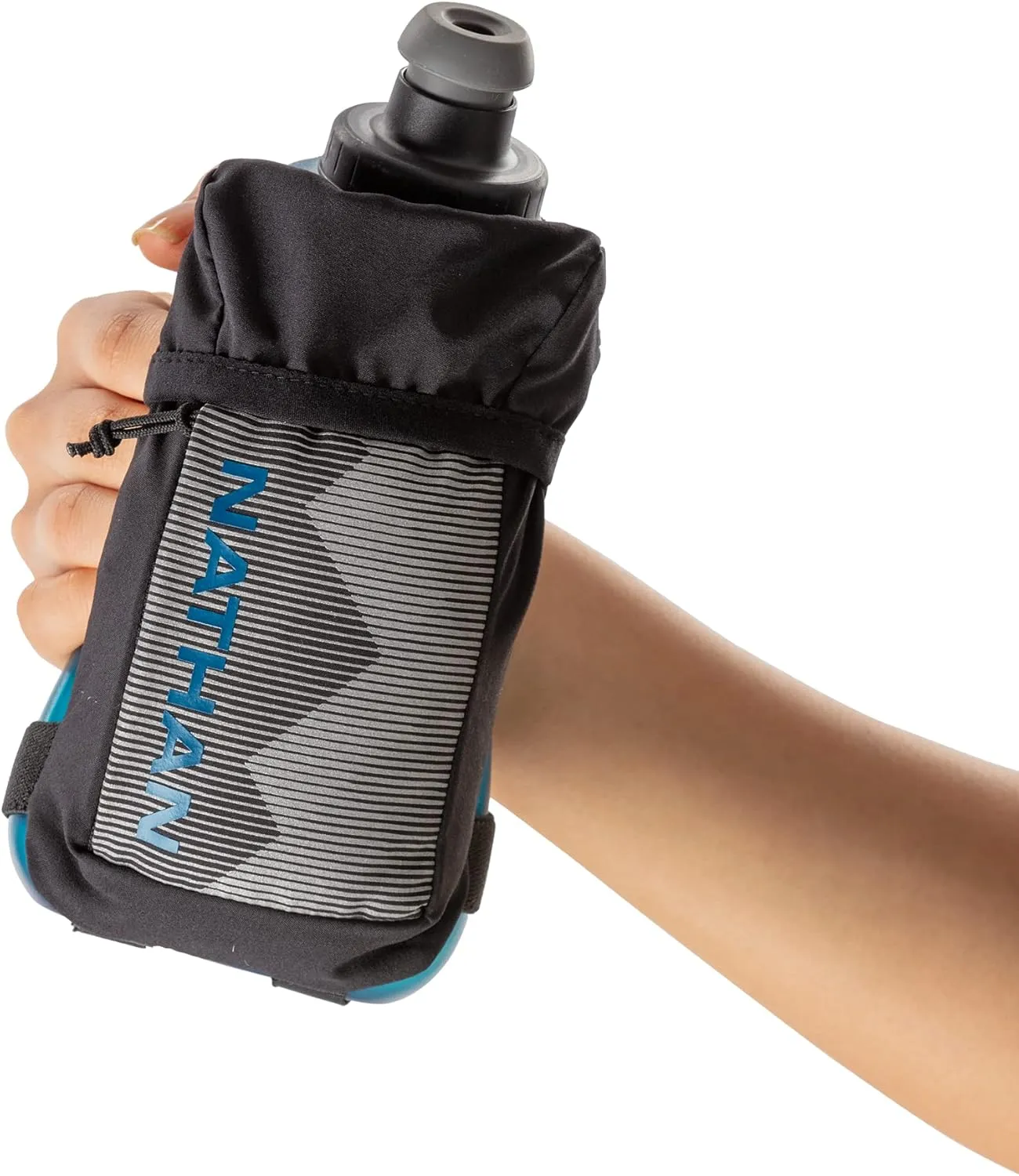 Nathan Running Handheld Quick Squeeze Water Bottle. No-Grip Adjustable Hand Strap. 12oz / 18oz / Insulated. Reflective Hydration Water Bottle.