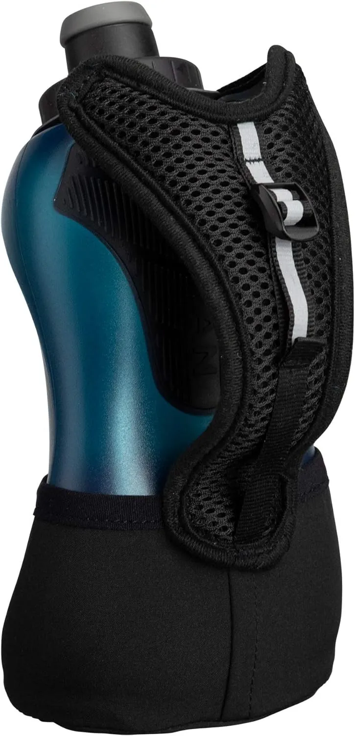 Nathan Running Handheld Water Bottle Adjustable No-Grip Quick Squeeze Lite Hand Strap. 12 oz Insulated Water Bottle. Reflective Hydration