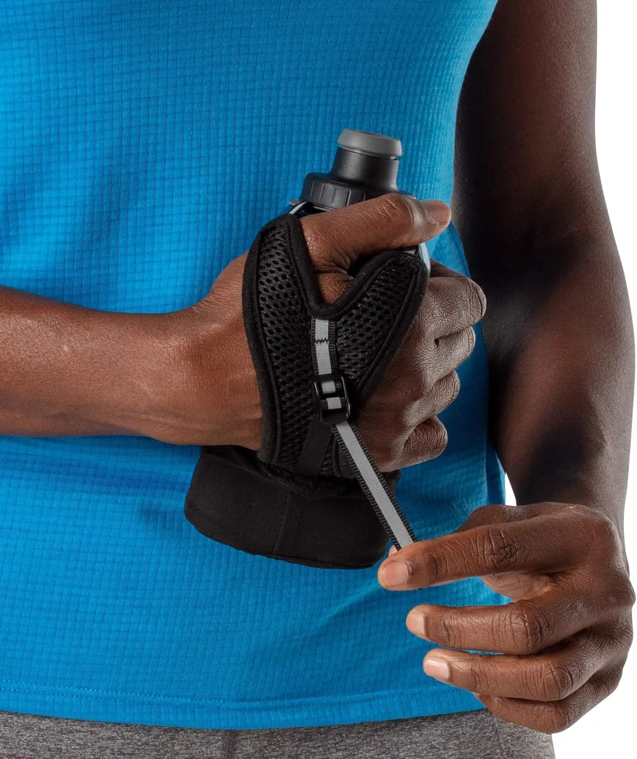 Nathan Running Handheld Water Bottle Adjustable No-Grip. Quick Squeeze Lite Hand Strap. 12oz / 18oz / Insulated. Reflective Hydration Water Bottle.