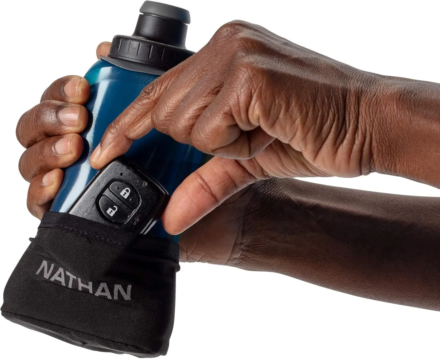 Nathan Running Handheld Water Bottle Adjustable No-Grip. Quick Squeeze Lite Hand Strap. 12oz / 18oz / Insulated. Reflective Hydration Water Bottle.