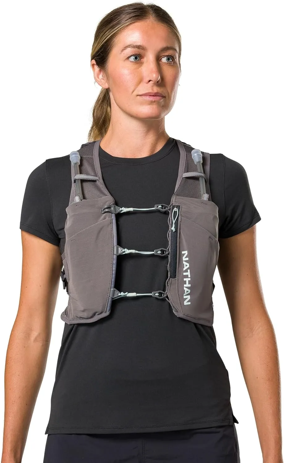 Nathan Women's Hydration Vest - Lightweight Mesh, Breathable, 2x14oz Flasks, 2L Bladder, Reflective Vest, Pinnacle Breeze