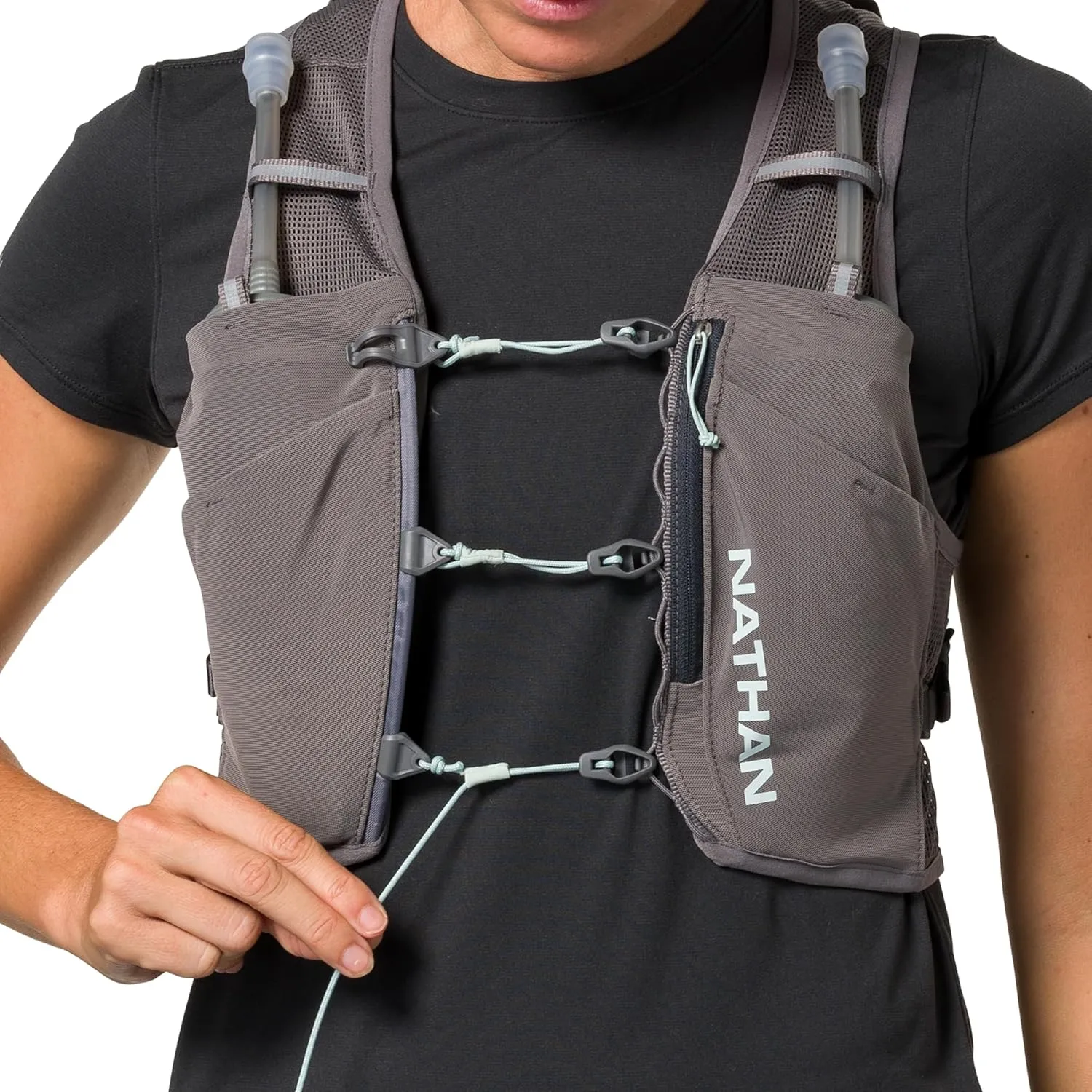 Nathan Women's Hydration Vest - Lightweight Mesh, Breathable, 2x14oz Flasks, 2L Bladder, Reflective Vest, Pinnacle Breeze
