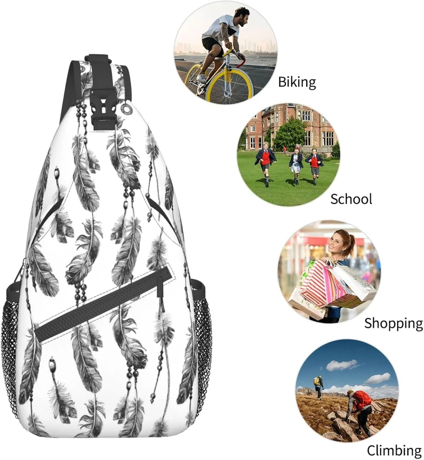 Native Southwest American Indian Sling Bag Crossbody Backpack Shoulder Chest Bag for Women Men Travel Hiking Daypack