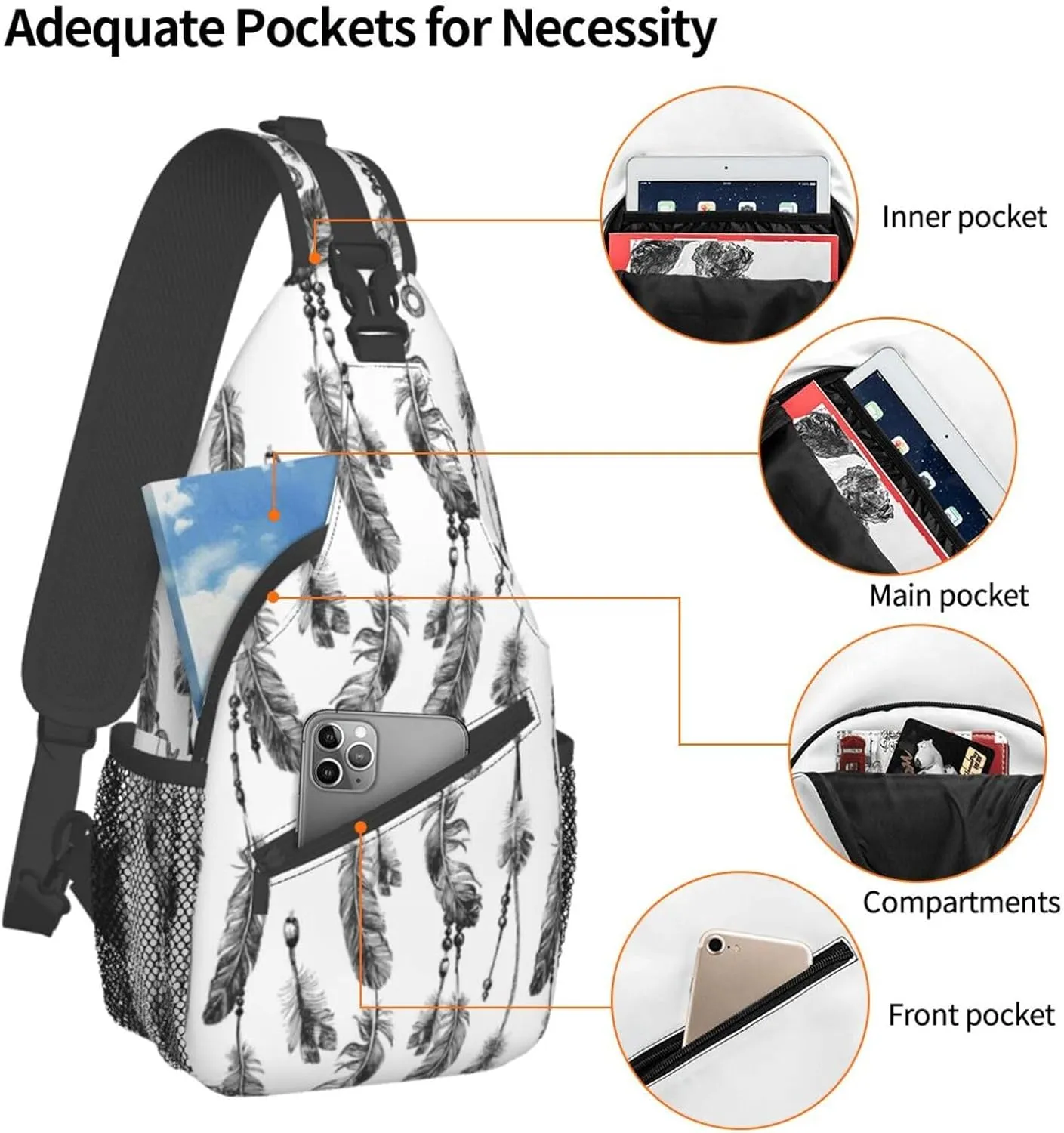 Native Southwest American Indian Sling Bag Crossbody Backpack Shoulder Chest Bag for Women Men Travel Hiking Daypack