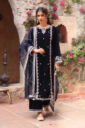 Navy Blue Straight Kurta Set