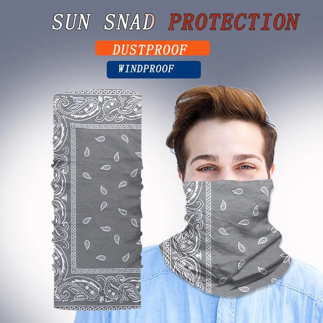 Neck Gaiter Mask Face Scarf Bandana Tube Cover Headwear Balaclava Headband Headwrap for Men and Women