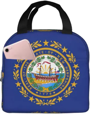 New Hampshire State Flag Print Portable Lunch Tote Bag Reusable Lunch Bag Multi Functional Convenient Lunch Tote