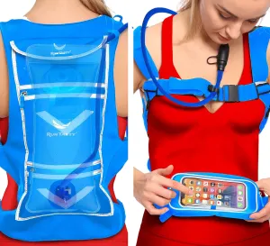 New Running Hydration Backpack Vest - w/50 oz Water Bladder Reservoir & Touchscreen Ready Phone Pocket - 360° Reflective & Water Resistant - Ideal for Hiking, Climbing, Cycling, Raves!