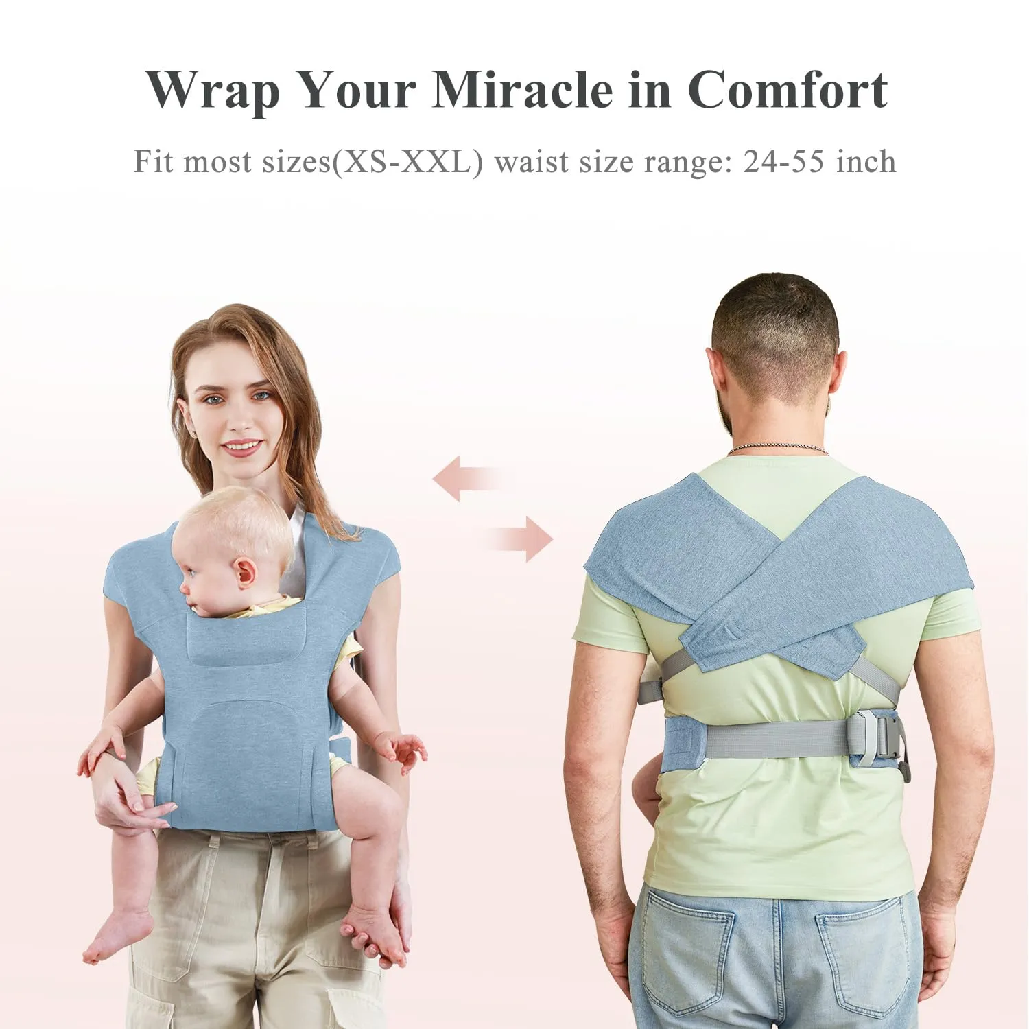 Newborn Carrier, Cozy Baby Carrier, Ergonomic Baby Wrap Carrier, Light Blue