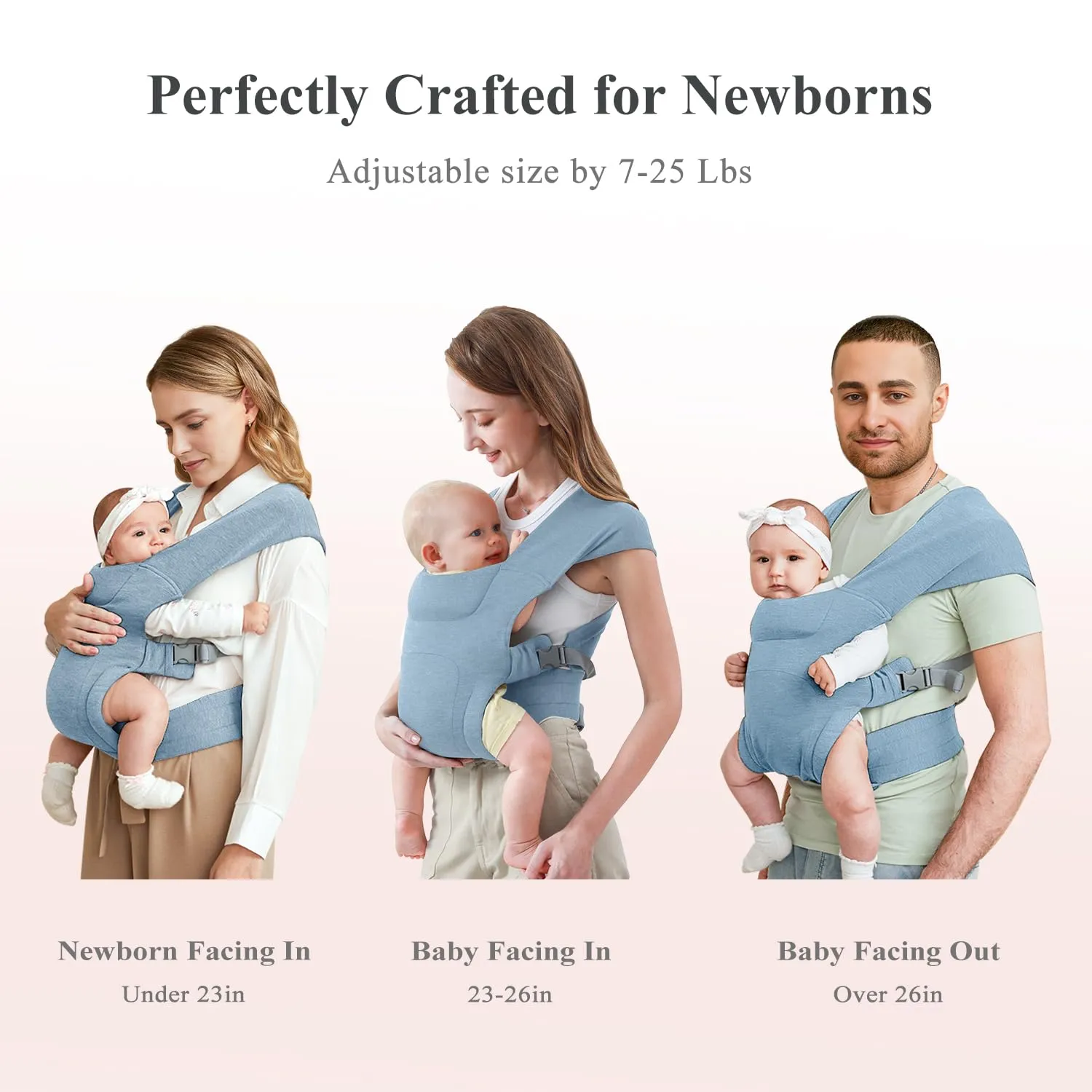 Newborn Carrier, Cozy Baby Carrier, Ergonomic Baby Wrap Carrier, Light Blue