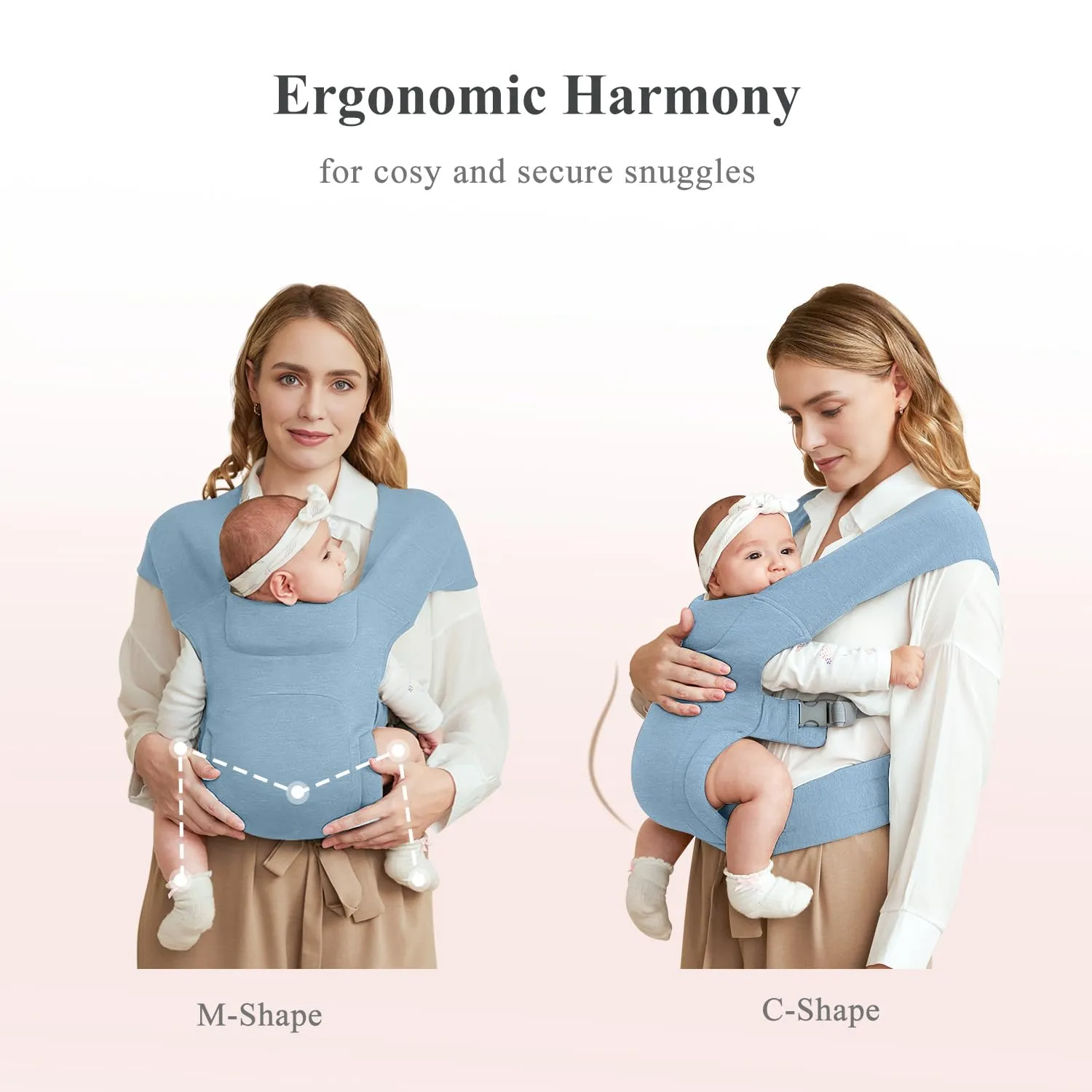 Newborn Carrier, Cozy Baby Carrier, Ergonomic Baby Wrap Carrier, Light Blue