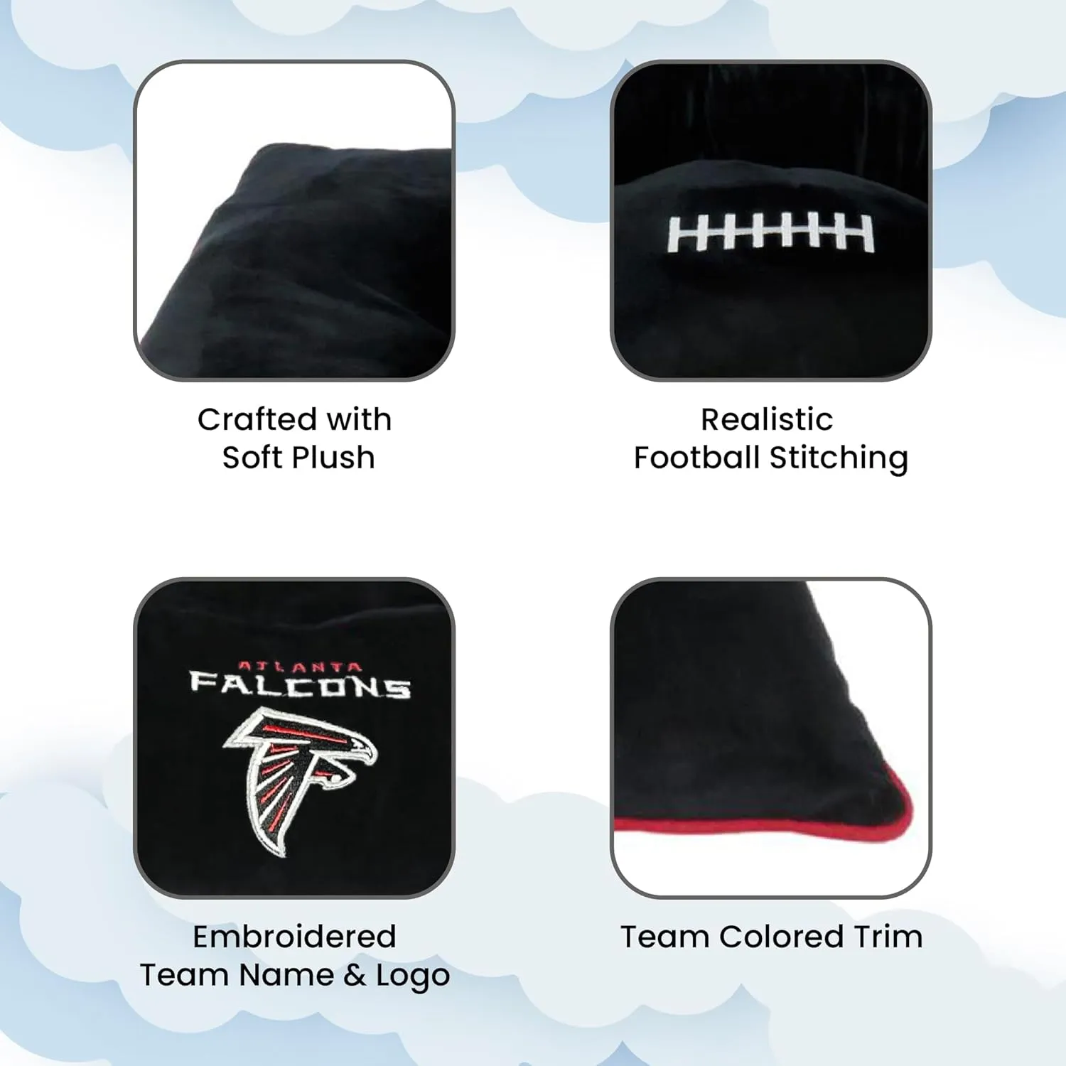 NFL PET Bed - Atlanta Falcons Soft & Cozy Plush Pillow Bed. - Football Dog Bed. Cuddle, Warm Sports Mattress Bed for Cats & Dogs