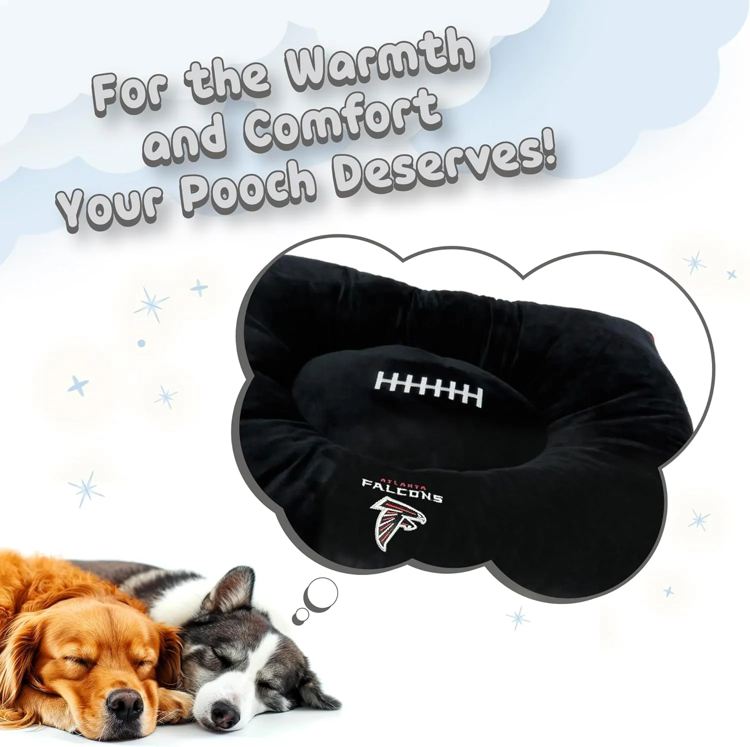 NFL PET Bed - Atlanta Falcons Soft & Cozy Plush Pillow Bed. - Football Dog Bed. Cuddle, Warm Sports Mattress Bed for Cats & Dogs