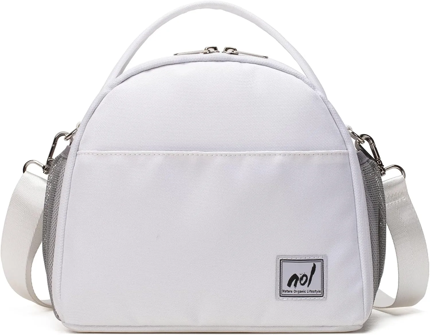 NOL Natural Organic Lifestyle Lunch Bag Insulated Cooler Bag for Women Nylon Waterproof Lightweight Lunch Box Organiser (White)