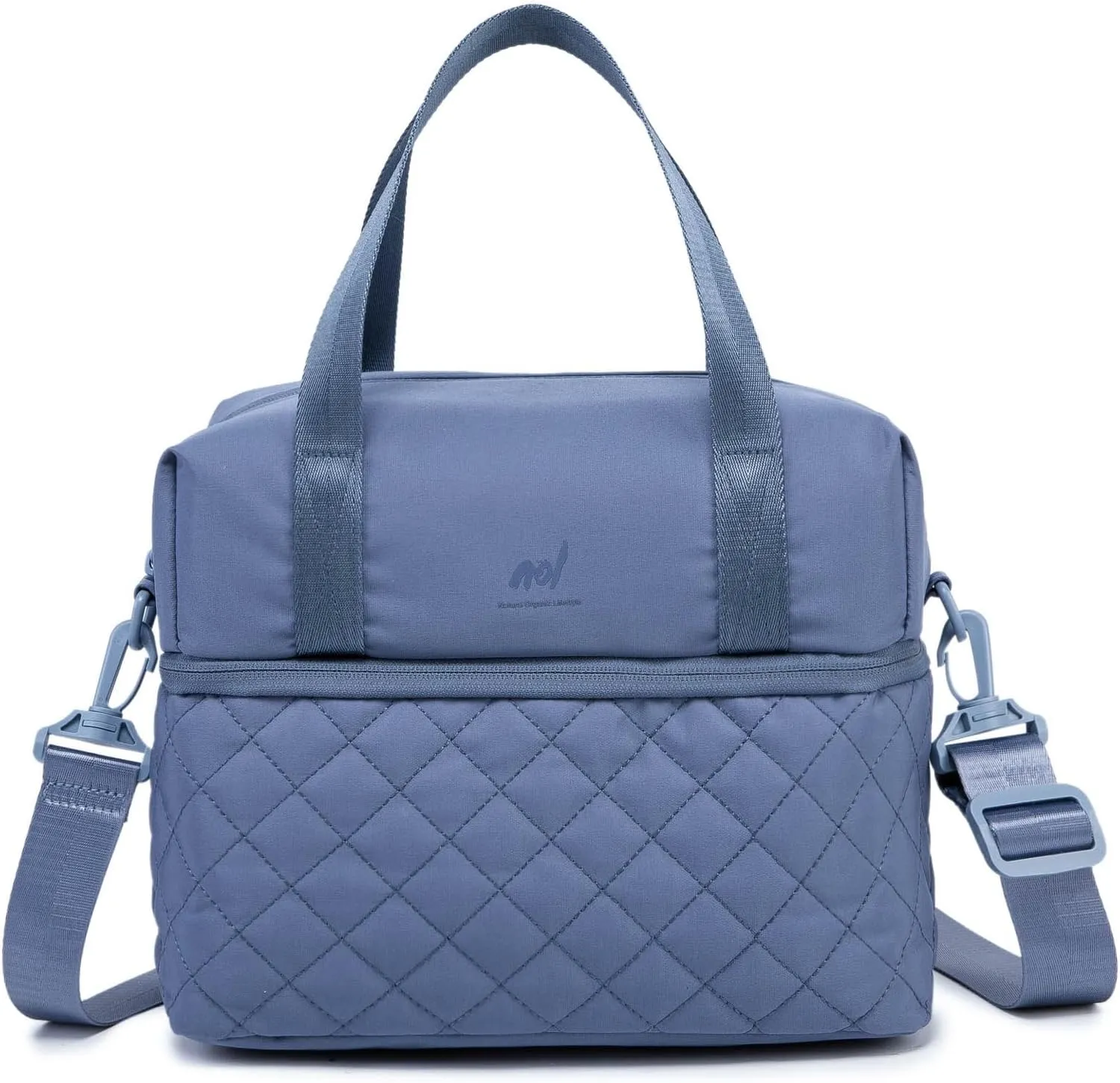 NOL Natural Organic Lifestyle Women Reusable Lunch Bag Leakproof Medium Insulated Nylon Cooler Bag with Detachable Strap (Dusty blue)