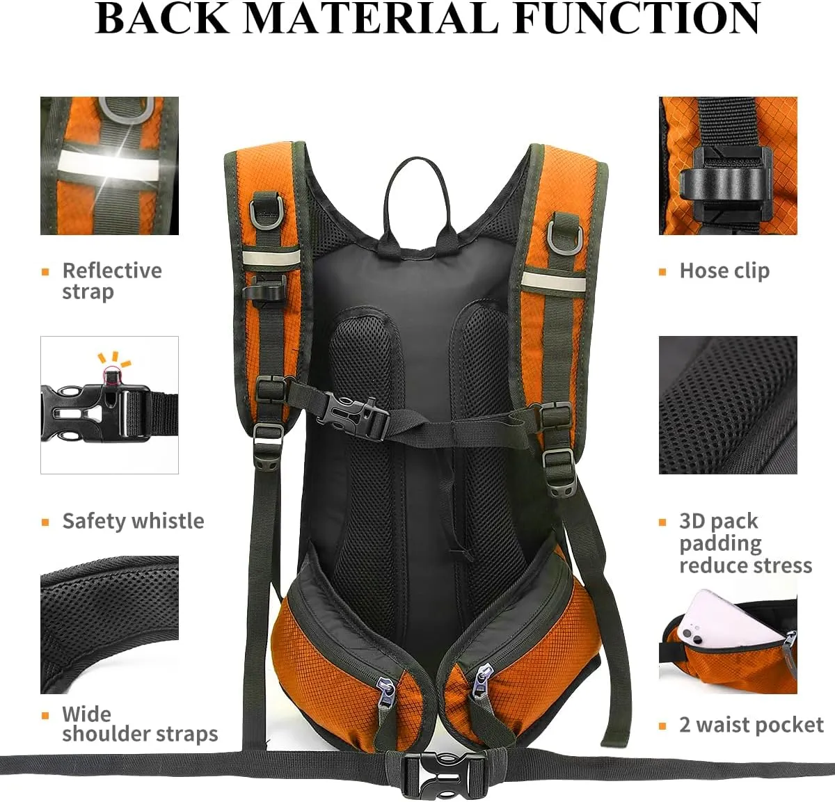 NONSAR Hydration Backpack, Hiking Backpack with 3L Water Bladder, Lightweight Insulation Hydration Pack, Water Backpack for Hiking, Cycling, Running, Festival, Camping for Men Women