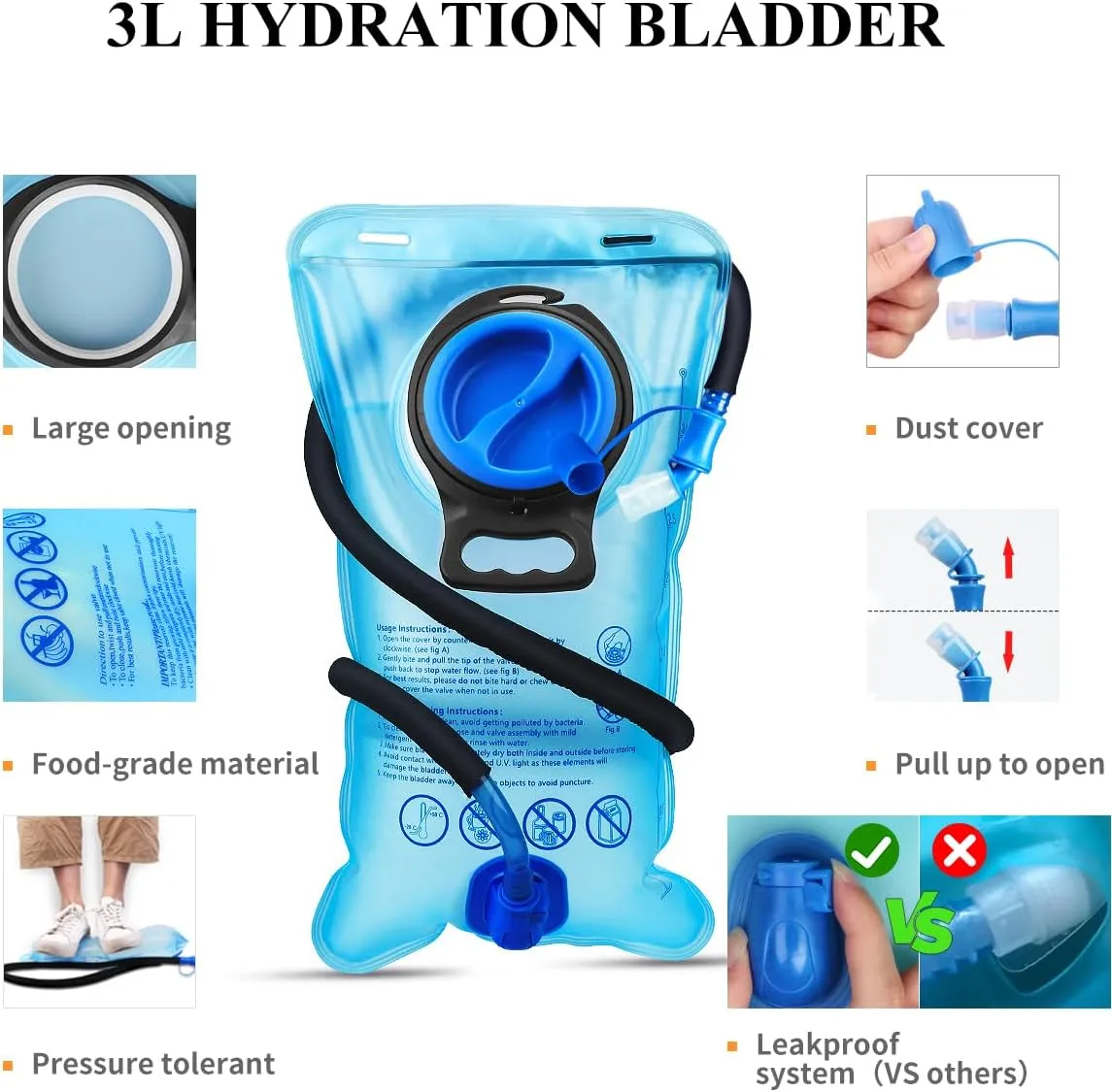 NONSAR Hydration Backpack, Hiking Backpack with 3L Water Bladder, Lightweight Insulation Hydration Pack, Water Backpack for Hiking, Cycling, Running, Festival, Camping for Men Women