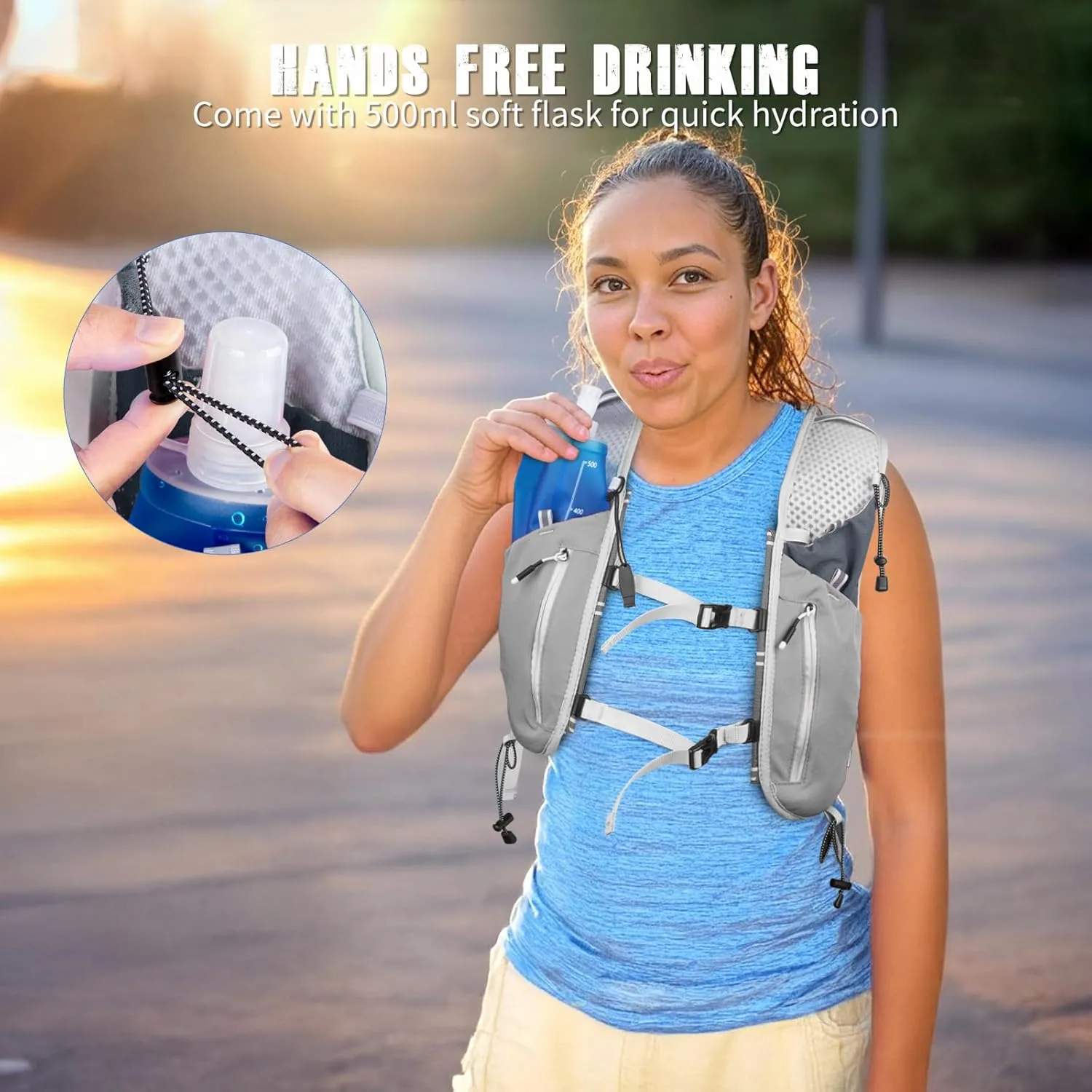NONSAR Running Vest Backpack 7L, Running Vest for Men Women, Lightweight Pack with 500ml Soft Flask, Adjustable Chest Straps and Reflective Running Hydration Vest for Running Hiking Cycling Camping