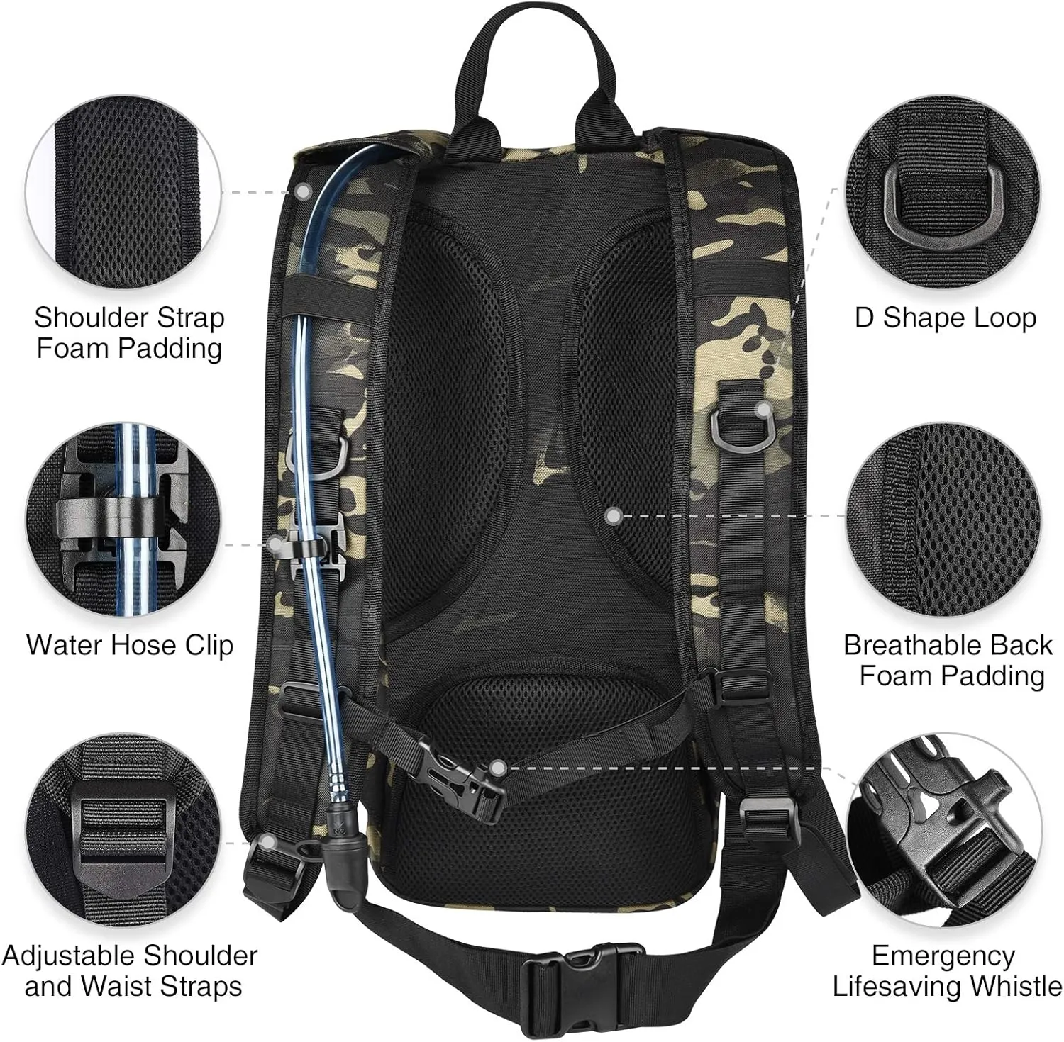NOOLA Hydration Backpack with 3L TPU Water Bladder, Tactical Molle Water Backpack for Men Women, Hydration Pack for Hiking, Biking, Running and Climbing