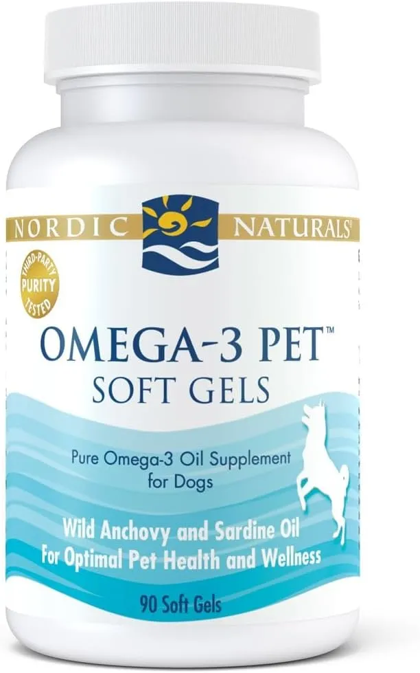 Nordic Naturals Omega-3 Pet, Unflavored - 90 Soft Gels - 330 mg Omega-3 Per Soft Gel - Fish Oil for Dogs with EPA & DHA - Promotes Heart, Skin, Coat, & Immune Health