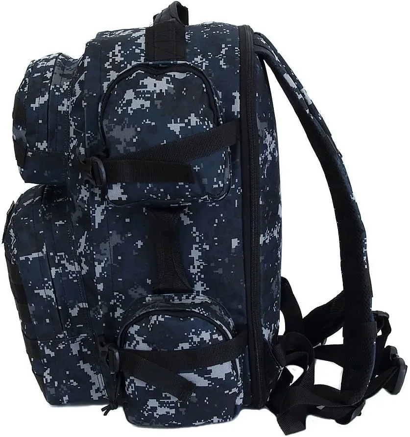 NPUSA Men's Large Expandable Tactical Molle Hydration ReadyBackpack Daypack Bag - ACU Navy Digital Camo