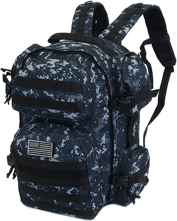 NPUSA Men's Large Expandable Tactical Molle Hydration ReadyBackpack Daypack Bag - ACU Navy Digital Camo