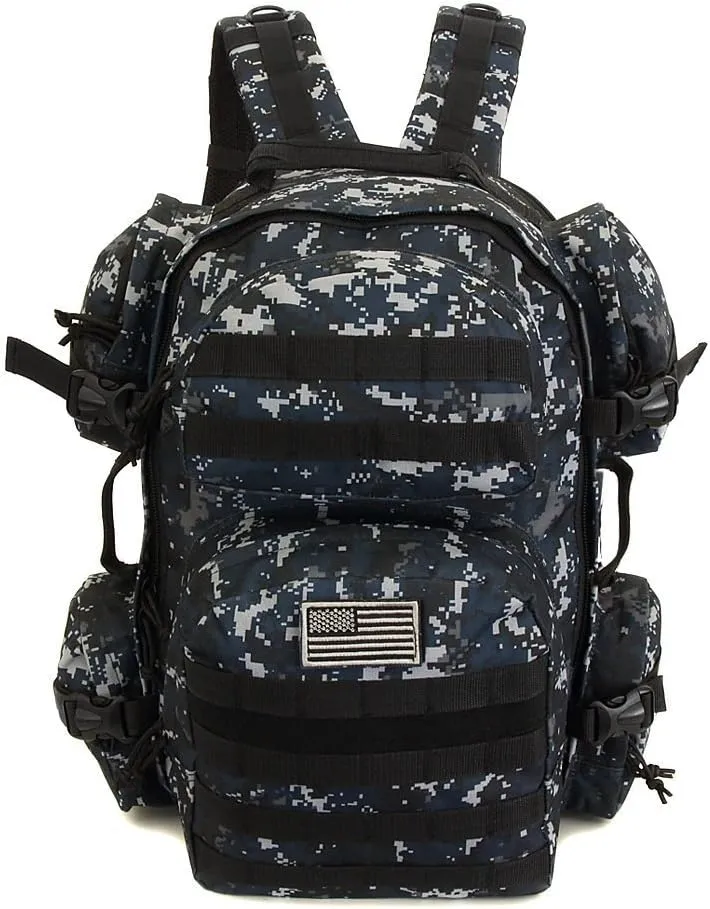 NPUSA Men's Large Expandable Tactical Molle Hydration ReadyBackpack Daypack Bag - ACU Navy Digital Camo