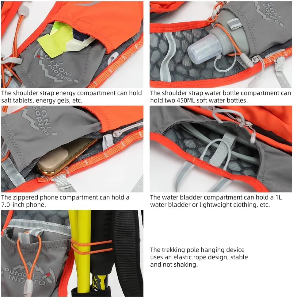 Nylon Hydration Pack 5L Hydration Backpack Lightweight Water Pack for for Running Hiking Riding