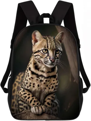 Ocelot Backpack Casual Daypack Wild Animal Print Laptop Bag Bookbag for Work Travel Hiking 17 Inch Style 3