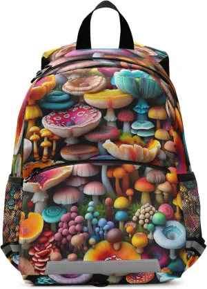 ODAWA Colorful Small Mushrooms Toddlers Backpacks Boys Kids Leash Backpack