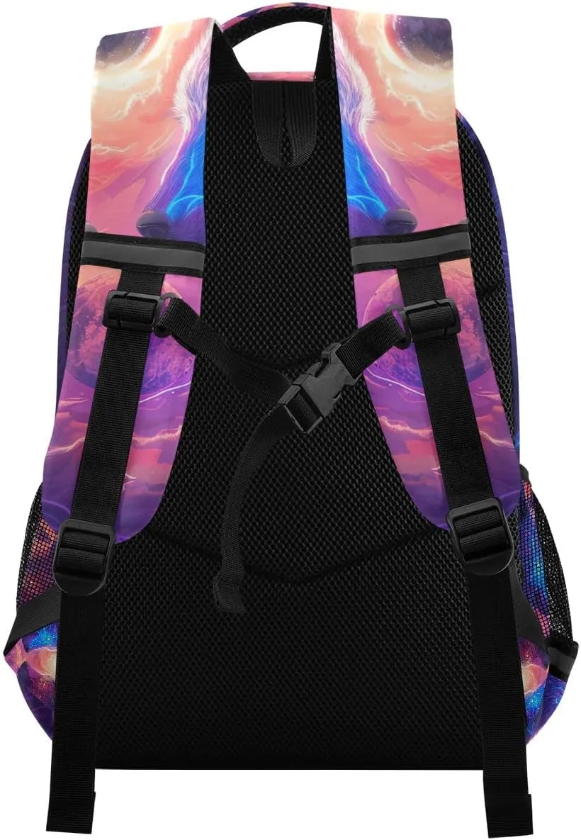 ODAWA Hostile Wolves School Backpack for Girls Boys, Kids Daypack for Age 6-12, Bag with Chest Strap Reflective Strip