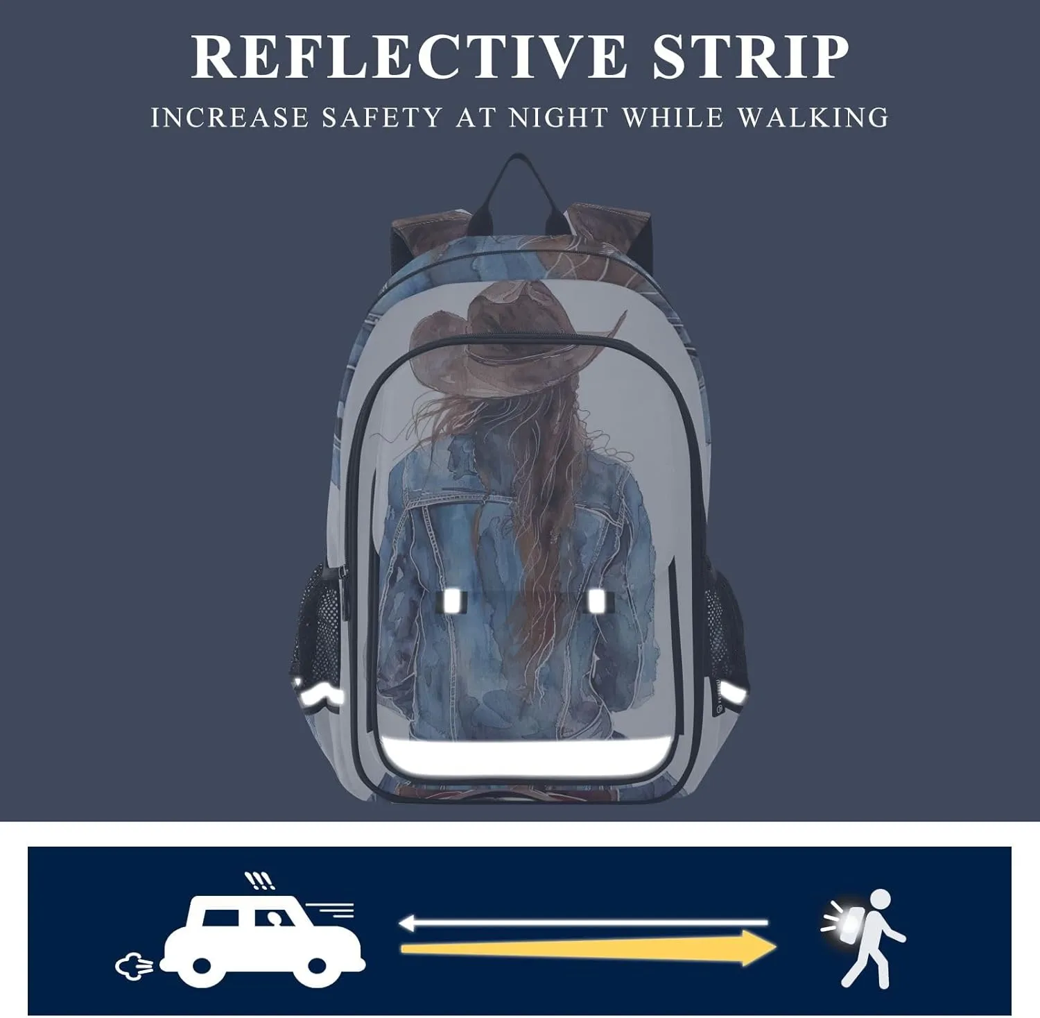 ODAWA Western Cowgirl Sitting on Horseback Backpack for School Laptop Backpack for Men Backpack Travel Bag