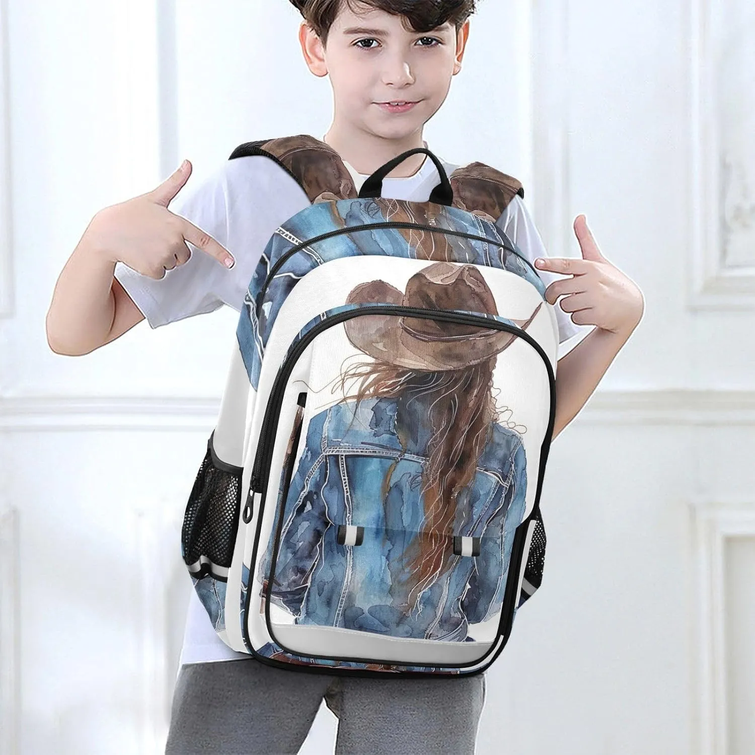 ODAWA Western Cowgirl Sitting on Horseback Backpack for School Laptop Backpack for Men Backpack Travel Bag