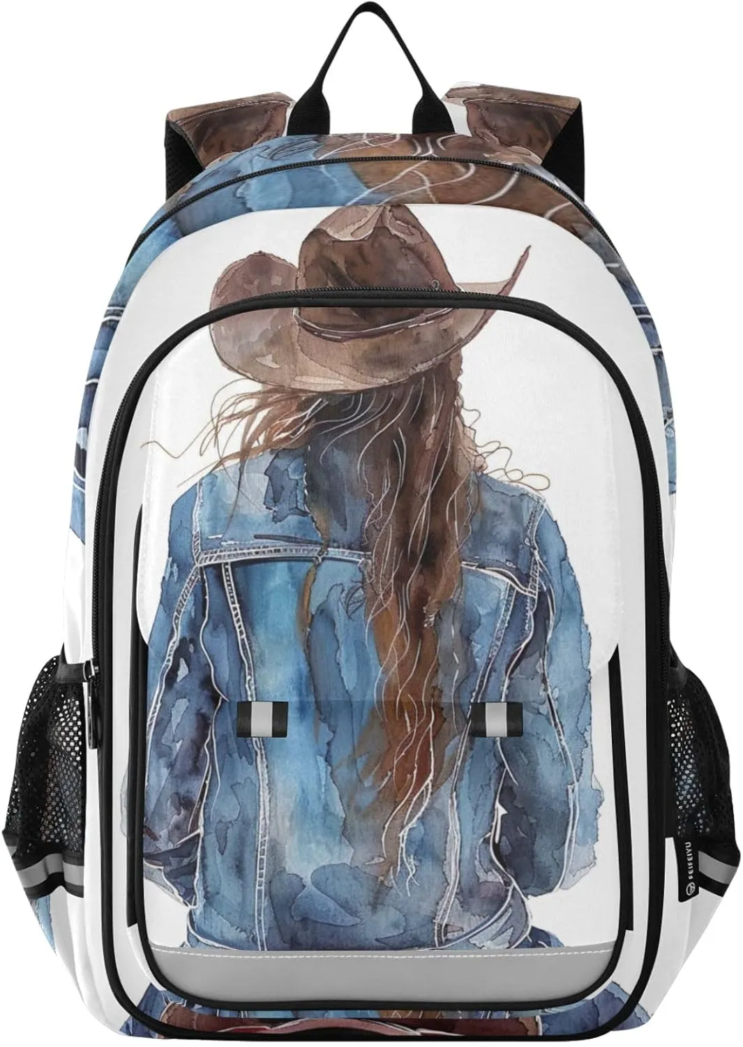 ODAWA Western Cowgirl Sitting on Horseback Backpack for School Laptop Backpack for Men Backpack Travel Bag