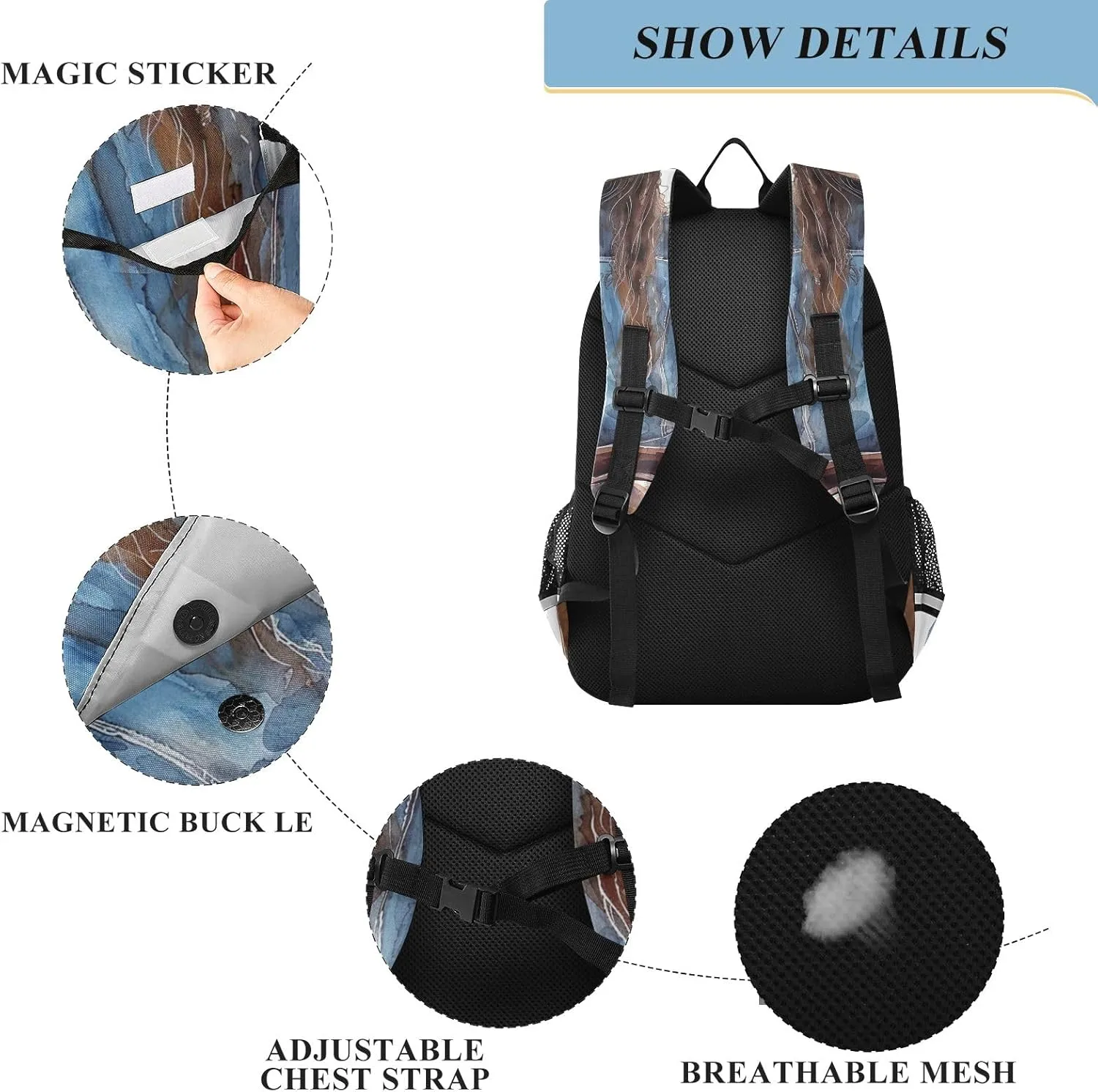 ODAWA Western Cowgirl Sitting on Horseback Backpack for School Laptop Backpack for Men Backpack Travel Bag