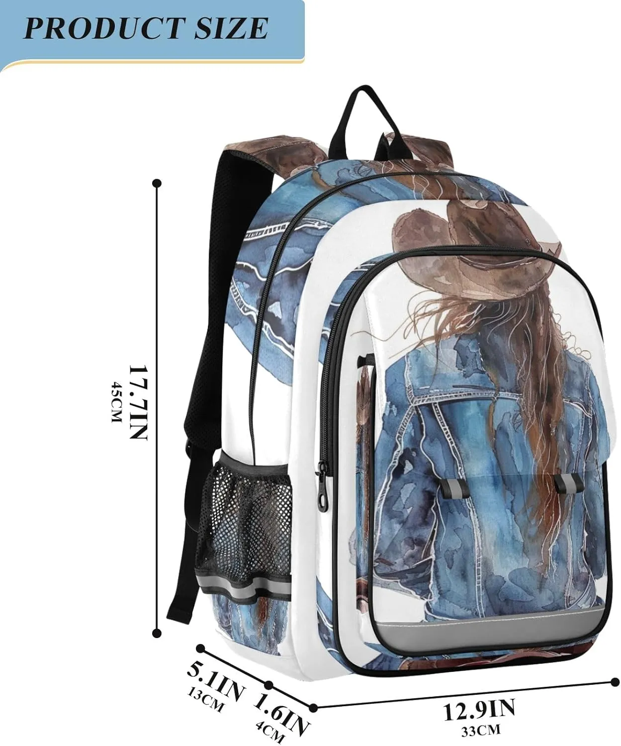 ODAWA Western Cowgirl Sitting on Horseback Backpack for School Laptop Backpack for Men Backpack Travel Bag