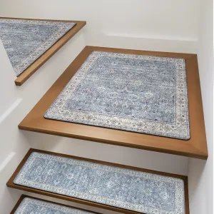 OJIA Stair Treads Non-Slip Matching Mat for Wooden Steps, Square Capet Stair Treads Rubber Backing Stair Runner Anti-Slip Stair Landing Mat 31x31 Inch Stair Rugs