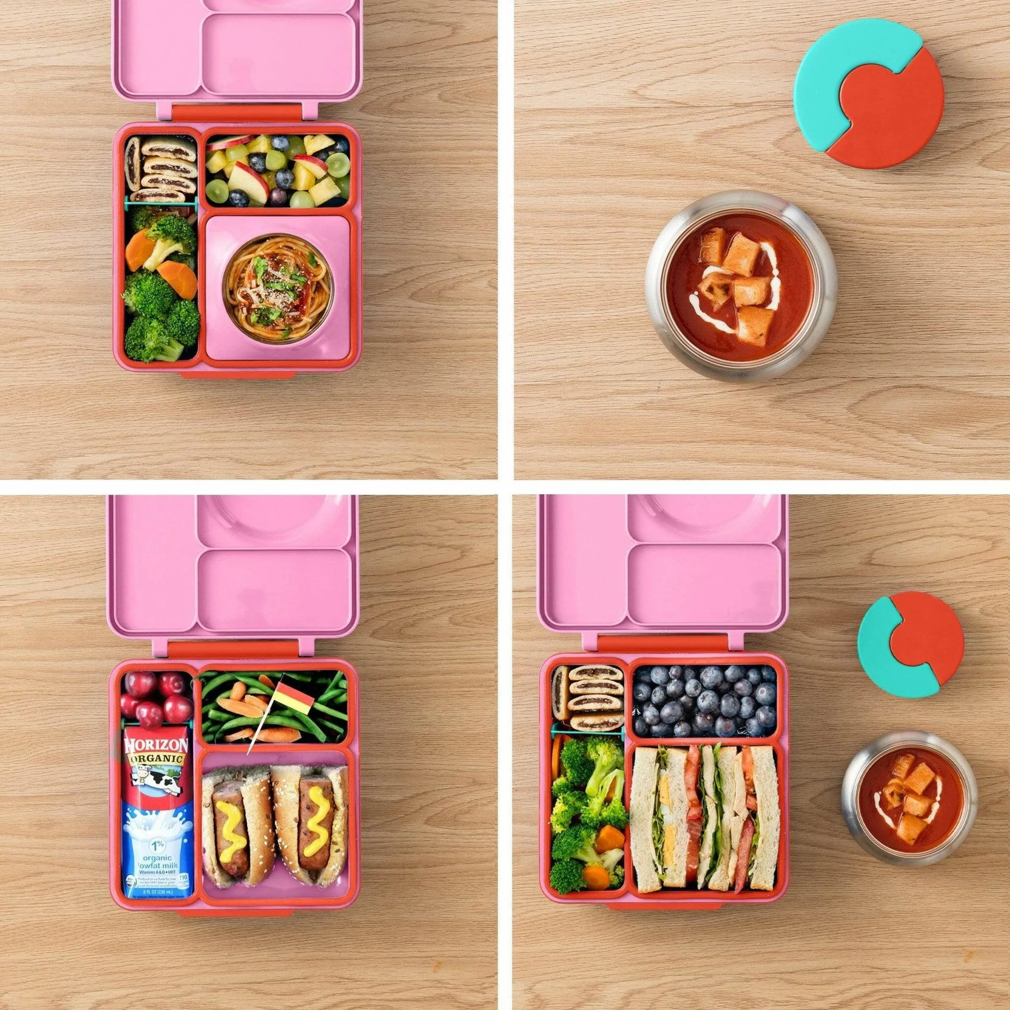 OmieBox V2 Bento Box for Kids - Insulated Bento Lunch Box - Pink Berry